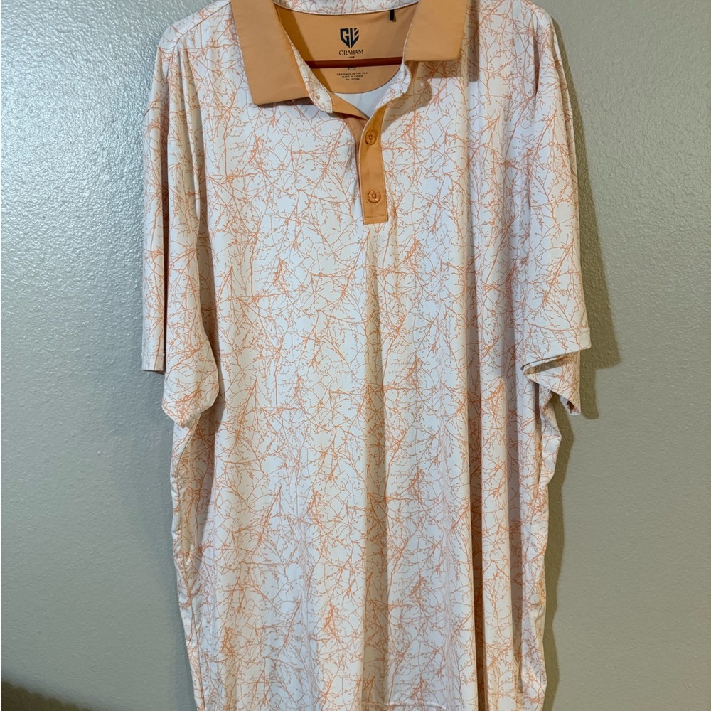 White and Orange Polo Golf Shirt